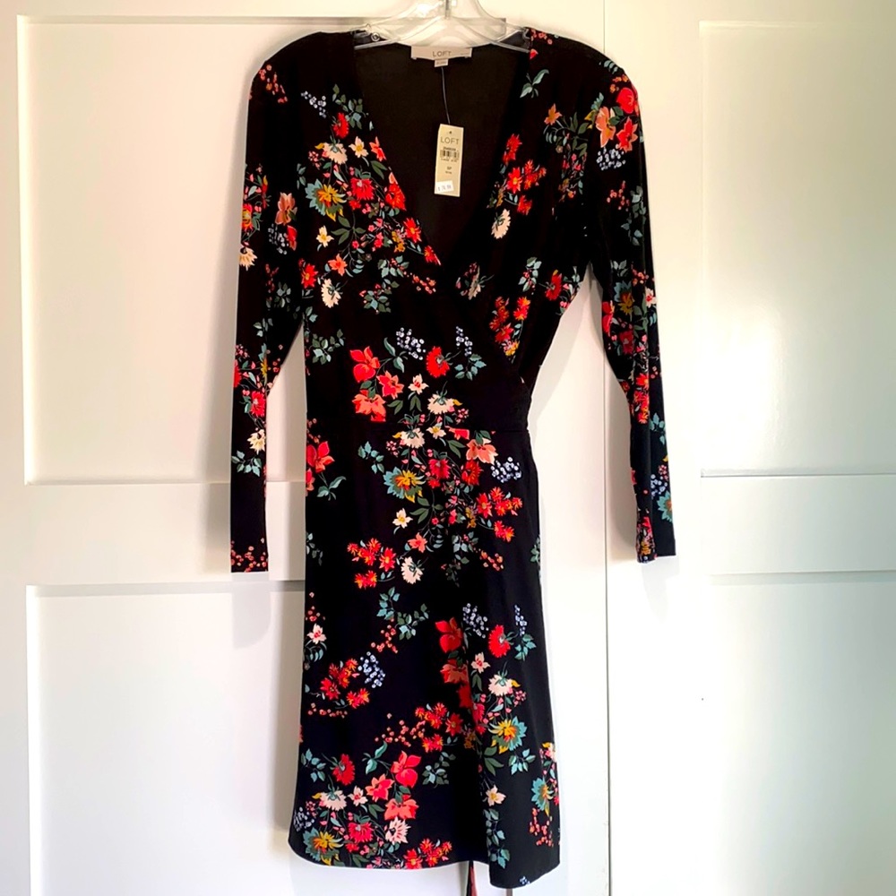 LOFT colorful lightweight wrap dress NWT